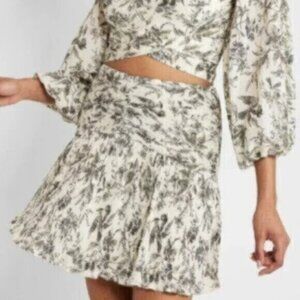 Express Women's Printed Ruched Fit And Flare Mini Skirt XL